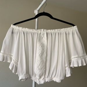 White Cropped Off the Shoulder Top